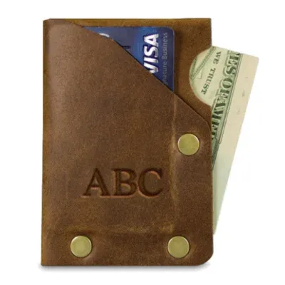 Leather Hammer Riveted Front Pocket Wallet - Monogrammed