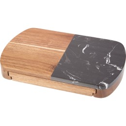 Custom Wood and Black Marble Cheese Board Set