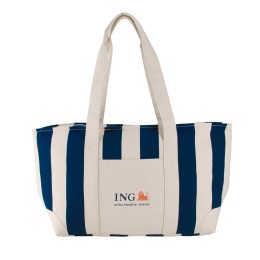 Large Striped Canvas Tote Bag