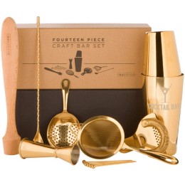 A Bar Above Gold Stainless Steel Mixologist Craft Bar Set - 14 pc. (Engraved)