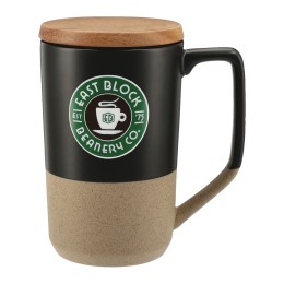 Tahoe Tea & Coffee Ceramic Mug with Wood Lid - 16 oz.