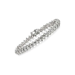 1.50twt Diamond Round S Cut Link Bracelet - 14k White Gold