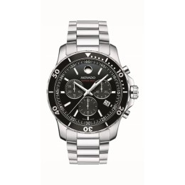 Movado Series 800 Silver-Tone Performance Steel Chronograph Watch, Black Dial - Men's