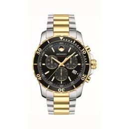 Movado Series 800 Black & Gold Performance Steel Chronograph Watch, Black Dial - Men's