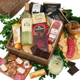Mangia Con Gusto Italian White Wine & Antipasto Gift Box