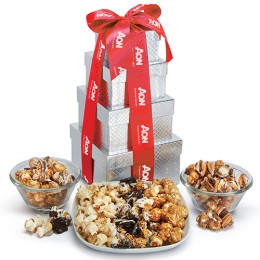Custom Executive Popcorn Tower with Custom Ribbon