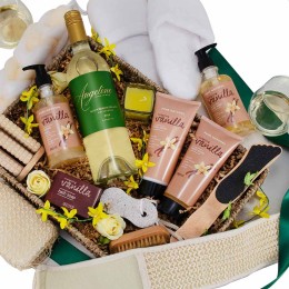 Essential Home Spa & White Wine Gift Basket