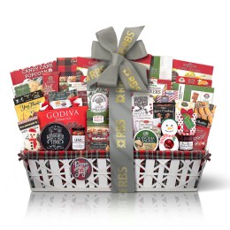 Holiday Extravaganza Gift Basket with Custom Ribbon