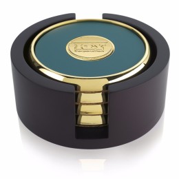 Custom Four Round Coasters with Wood Tray