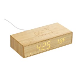 Custom Bamboo Wireless Charging Desk Clock