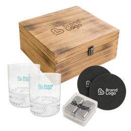 Whiskey Glasses & Rocks Cubes Gift Set