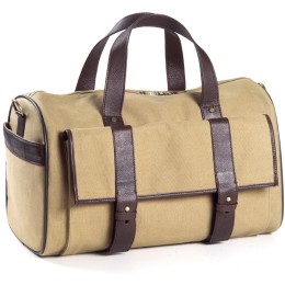 Canvas and Leather Pocket Duffel Bag