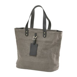 Waxed Canvas Shopper Tote Bag with Leather Tag