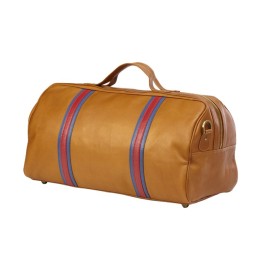 Leather Round Racer Duffel Bag