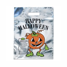 Silver Reflective Plastic Halloween Pumpkin Bag
