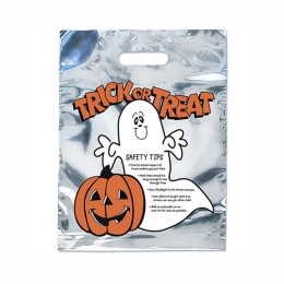 Silver Reflective Plastic Halloween Ghost Bag