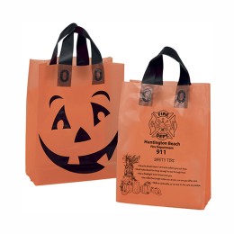Orange Frosted Plastic Halloween Pumpkin Shopper Bag