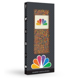 Belgian Chocolate Bar with Your Custom Logo Plaque and Brand Color Sprinkles