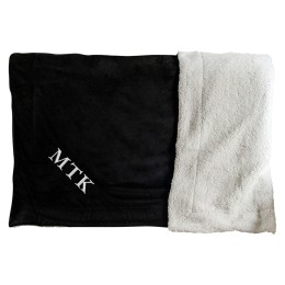 Fleece Sherpa Blanket - 50" x 60" (Monogrammed) - Black