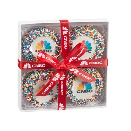 Rainbow Sprinkled Oreos® with Printed Logo in Gift Box - 4 pc