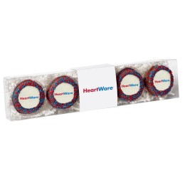 Your Brand Color Sprinkled Oreo® with Printed Logo and Custom Box Sleeve - 5 pc