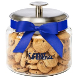 Glass Cookie Jar with Chocolate Chip Cookies