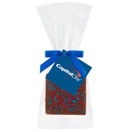 Gourmet Belgian Chocolate Bite-Sized Bar with Your Brand Color Sprinkles