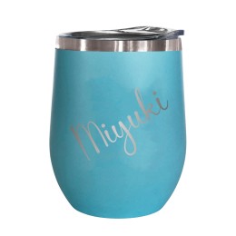 Insulated Stemless Wine Tumbler - 12 oz. (Personalized Name) - Light Blue