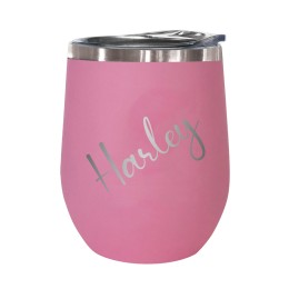 Insulated Stemless Wine Tumbler - 12 oz. (Personalized Name) - Pink