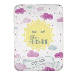 You Are My Sunshine Sherpa Lined Baby Blanket (Personalized Name) - Pink