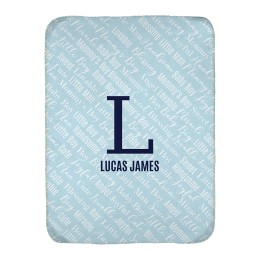 Sherpa Lined Baby Blanket (Personalized Name) - Blue