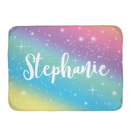Rainbow Kid's Sherpa Lined Throw Blanket (Personalized Name)