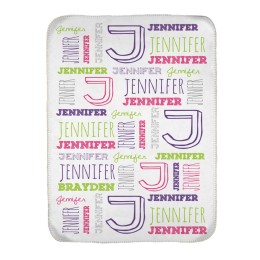 Kid's Sherpa Lined Throw Blanket (Personalized Name & Initial) - Purple