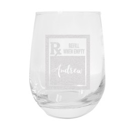 Stemless Wine Glass - 17 oz. (Personalized Prescription RX with Name)