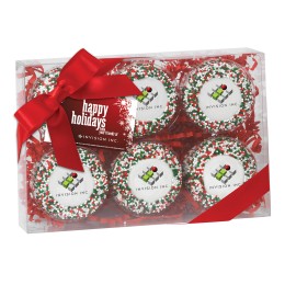 Holiday Sprinkled Oreos® with Printed Logo and Custom Hang Tag - 6 pc