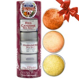 Gustus Vitae Hot & Spicy Sea Salts: Smoke, Heat, Fire & Flame Gift Pack - Set of 3