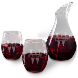 Personalized Wine Decanter and Glasses - Gift for Wine Lovers - Oakmont