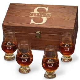 Personalized Glencairn Whiskey Gift Set with Box - Oakmont