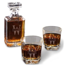 Personalized Whiskey Decanter Set with Colchester Glasses - Oakmont