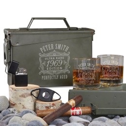 Personalized All the Vices 30 Cal Ammo Can Whiskey Gift Set - Ultra Rare