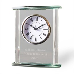Square Glass Engraved Desk Clock