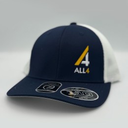Navy and White Trucker Hat - ALL4 (Embroidered)
