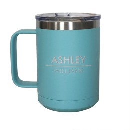 Vacuum Insulated Coffee Mug - 15 oz. (Personalized Name) - Teal