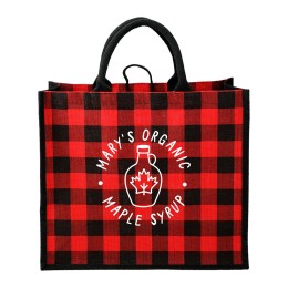 Buffalo Plaid Printed Jute Tote
