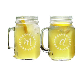Wreath Mason Jar Set of 2 - 16 oz. (Personalized)