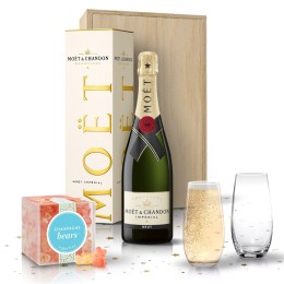 Moët & Chandon Impérial Champagne, Riedel Stemless Glasses and Sugarfina Champagne Gummy Bears Gift Set