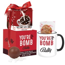 Custom Mrs. Fields Mug & Cookies with Hot Chocolate Bomb Gift Set