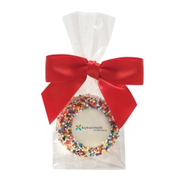 Rainbow Sprinkled Oreo® with Printed Logo - Individual Wrap with Bow
