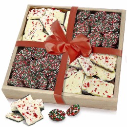Holiday Belgian Chocolate Bark and Nonpareil Gift Tray