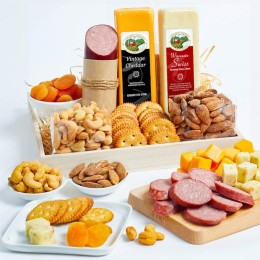 Cheese, Sausage, Crackers, and Nuts Gift Tray